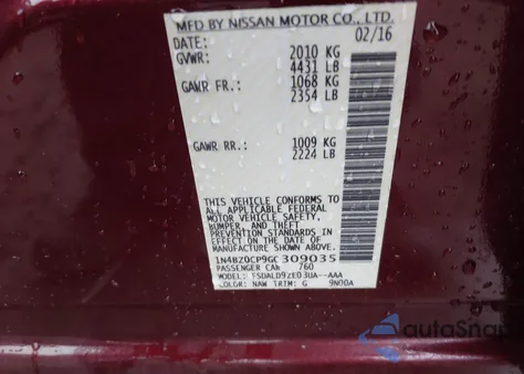 2016 Nissan Leaf Sv from USA, damaged, VIN 1N4BZ0CP9GC309035